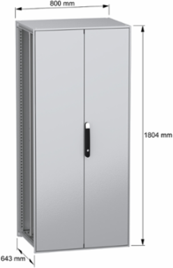 Floor standing modular electrical enclosure, PanelSeT SFN, decarbonized steel, plate, 1800x800x600mm, 2 doors, IP55