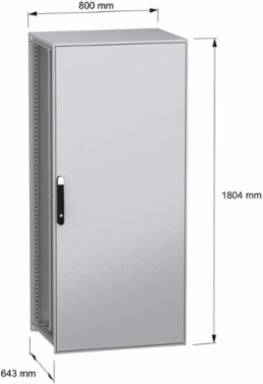 Floor standing modular electrical enclosure, PanelSeT SFN, decarbonized steel, mounting plate, 1800x800x600mm, IP55