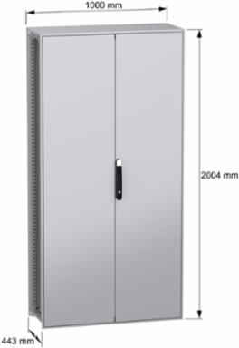 Floor standing modular electrical enclosure, PanelSeT SFN, decarbonized steel, plate, 2000x1000x400mm, 2 doors, IP55
