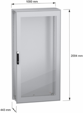 Floor standing modular electrical enclosure, PanelSeT SFN, decarbonized steel, glazed door, 2000x1000x400mm, IP55