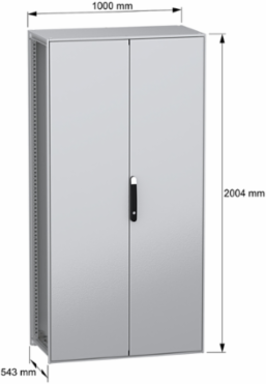 Floor standing modular electrical enclosure, PanelSeT SFN, decarbonized steel, 2000x1000x500mm, 2 doors, IP55