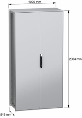 Floor standing modular electrical enclosure, PanelSeT SFN, decarbonized steel, plate, 2000x1000x500mm, 2 doors, IP55