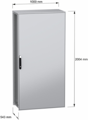 Floor standing modular electrical enclosure, PanelSeT SFN, decarbonized steel, mounting plate, 2000x1000x500mm, IP55