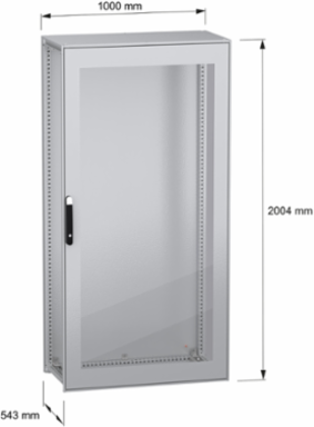 Floor standing modular electrical enclosure, PanelSeT SFN, decarbonized steel, glazed door, 2000x1000x500mm, IP55