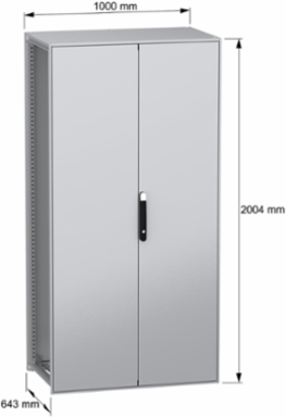 Floor standing modular electrical enclosure, PanelSeT SFN, decarbonized steel, 2000x1000x600mm, 2 doors, IP55