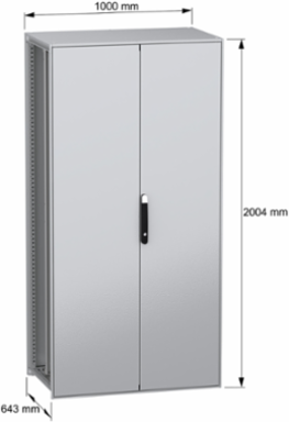 Floor standing modular electrical enclosure, PanelSeT SFN, decarbonized steel, plate, 2000x1000x600mm, 2 doors, IP55