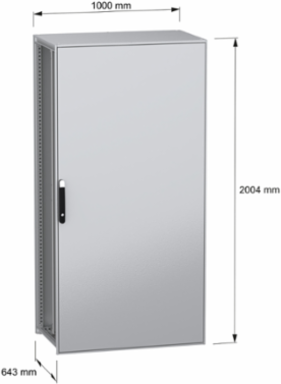 Floor standing modular electrical enclosure, PanelSeT SFN, decarbonized steel, mounting plate, 2000x1000x600mm, IP55