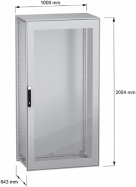 Floor standing modular electrical enclosure, PanelSeT SFN, decarbonized steel, glazed door, 2000x1000x600mm, IP55