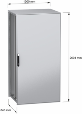 Floor standing modular electrical enclosure, PanelSeT SFN, decarbonized steel, mounting plate, 2000x1000x800mm, IP55