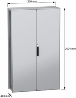 Floor standing modular electrical enclosure, PanelSeT SFN, decarbonized steel, 2000x1200x400mm, 2 doors, IP55