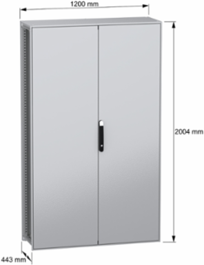 Floor standing modular electrical enclosure, PanelSeT SFN, decarbonized steel, plate, 2000x1200x400mm, 2 doors, IP55