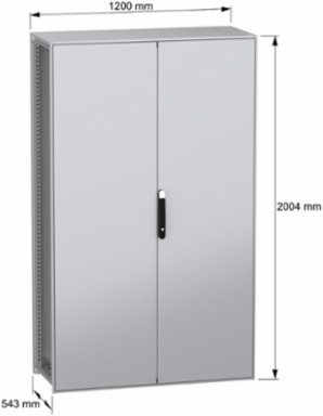 Floor standing modular electrical enclosure, PanelSeT SFN, decarbonized steel, 2000x1200x500mm, 2 doors, IP55