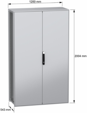 Floor standing modular electrical enclosure, PanelSeT SFN, decarbonized steel, plate, 2000x1200x500mm, 2 doors, IP55