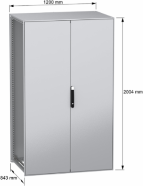 Floor standing modular electrical enclosure, PanelSeT SFN, decarbonized steel, 2000x1200x800mm, 2 doors, IP55