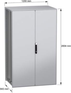 Floor standing modular electrical enclosure, PanelSeT SFN, decarbonized steel, plate, 2000x1200x800mm, 2 doors, IP55