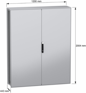 Floor standing modular electrical enclosure, PanelSeT SFN, decarbonized steel, 2000x1600x400mm, 2 doors, IP55