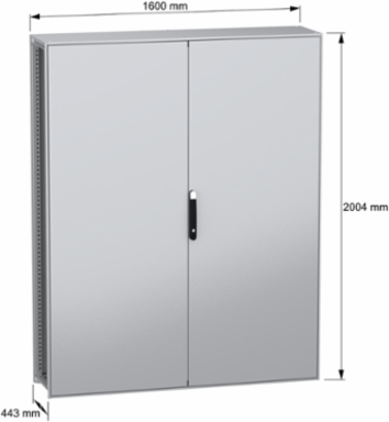 Floor standing modular electrical enclosure, PanelSeT SFN, decarbonized steel, plate, 2000x1600x400mm, 2 doors, IP55