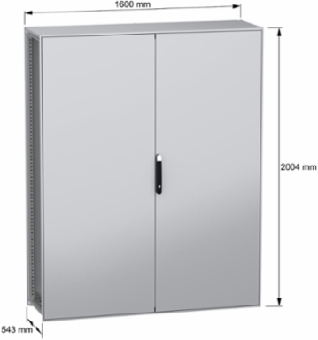 Floor standing modular electrical enclosure, PanelSeT SFN, decarbonized steel, 2000x1600x500mm, 2 doors, IP55