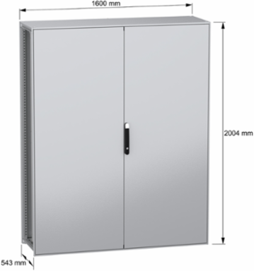 Floor standing modular electrical enclosure, PanelSeT SFN, decarbonized steel, plate, 2000x1600x500mm, 2 doors, IP55