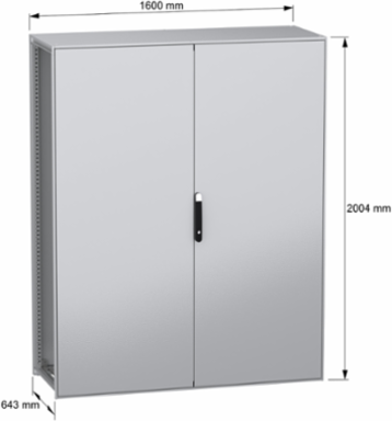 Floor standing modular electrical enclosure, PanelSeT SFN, decarbonized steel, 2000x1600x600mm, 2 doors, IP55