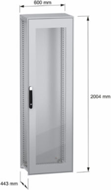 Floor standing modular electrical enclosure, PanelSeT SFN, decarbonized steel, glazed door, 2000x600x400mm, IP55