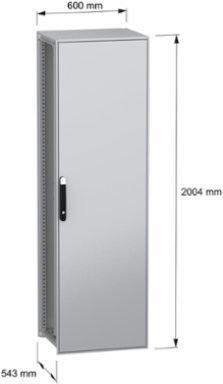 Floor standing modular electrical enclosure, PanelSeT SFN, decarbonized steel, mounting plate, 2000x600x500mm, IP55