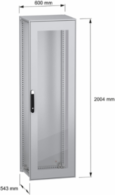 Floor standing modular electrical enclosure, PanelSeT SFN, decarbonized steel, glazed door, 2000x600x500mm, IP55