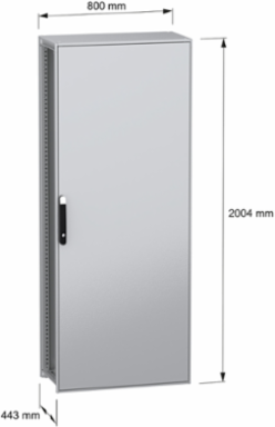 Floor standing modular electrical enclosure, PanelSeT SFN, decarbonized steel, mounting plate, 2000x800x400mm, IP55