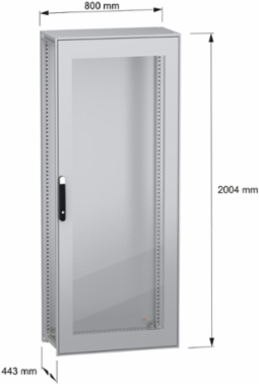 Floor standing modular electrical enclosure, PanelSeT SFN, decarbonized steel, glazed door, 2000x800x400mm, IP55