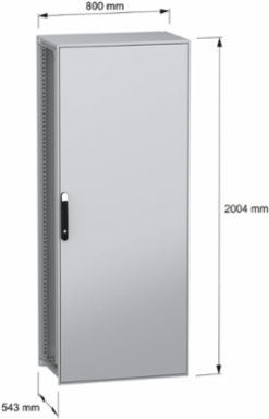 Floor standing modular electrical enclosure, PanelSeT SFN, decarbonized steel, mounting plate, 2000x800x500mm, IP55