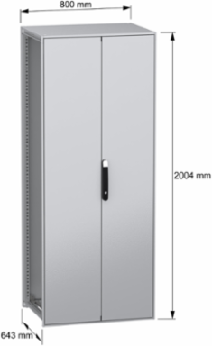 Floor standing modular electrical enclosure, PanelSeT SFN, decarbonized steel, 2000x800x600mm, 2 doors, IP55