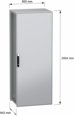 Floor standing modular electrical enclosure, PanelSeT SFN, decarbonized steel, mounting plate, 2000x800x600mm, IP55