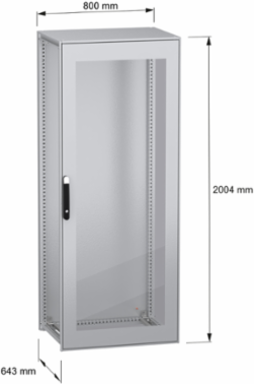 Floor standing modular electrical enclosure, PanelSeT SFN, decarbonized steel, glazed door, 2000x800x600mm, IP55