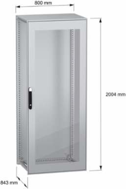 Floor standing modular electrical enclosure, PanelSeT SFN, decarbonized steel, glazed door, 2000x800x800mm, IP55
