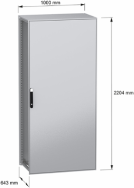 Floor standing modular electrical enclosure, PanelSeT SFN, decarbonized steel, 2200x1000x600mm, IP55