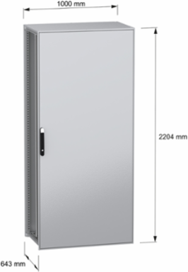 Floor standing modular electrical enclosure, PanelSeT SFN, decarbonized steel, mounting plate, 2200x1000x600mm, IP55