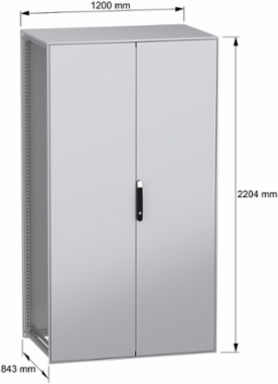 Floor standing modular electrical enclosure, PanelSeT SFN, decarbonized steel, 2200x1200x800mm, 2 doors, IP55