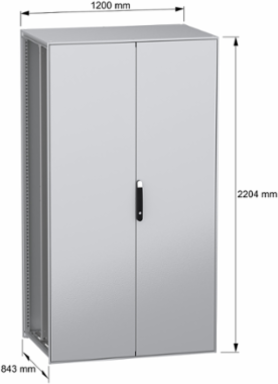 Floor standing modular electrical enclosure, PanelSeT SFN, decarbonized steel, plate, 2200x1200x800mm, 2 doors, IP55