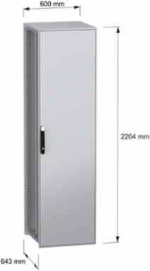 Floor standing modular electrical enclosure, PanelSeT SFN, decarbonized steel, mounting plate, 2200x600x600mm, IP55