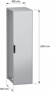 Floor standing modular electrical enclosure, PanelSeT SFN, decarbonized steel, 2200x600x800mm, IP55