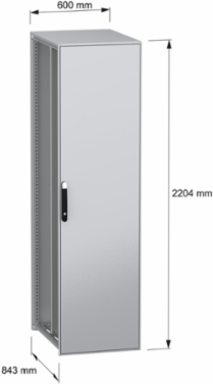 Floor standing modular electrical enclosure, PanelSeT SFN, decarbonized steel, mounting plate, 2200x600x800mm, IP55