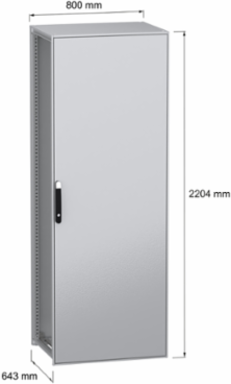 Floor standing modular electrical enclosure, PanelSeT SFN, decarbonized steel, 2200x800x600mm, IP55