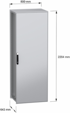 Floor standing modular electrical enclosure, PanelSeT SFN, decarbonized steel, mounting plate, 2200x800x600mm, IP55