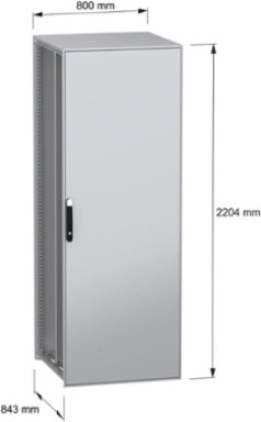 Floor standing modular electrical enclosure, PanelSeT SFN, decarbonized steel, mounting plate, 2200x800x800mm, IP55