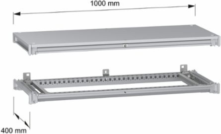 PanelSeT SFN Bottom and Top Frame, 1000 mm x 400 mm, Steel, Grey RAL 7035