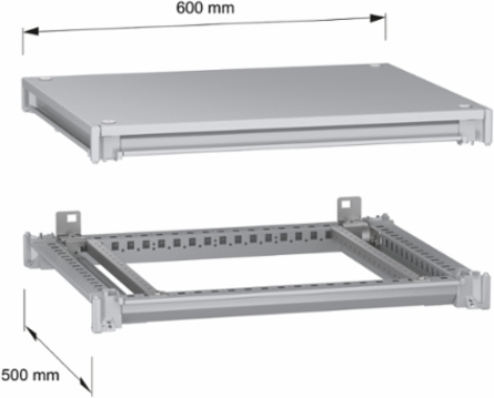 Bottom and Top Frame Kit for Enclosure W600 D500mm, Steel