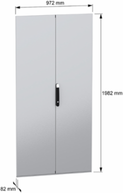 Double Plain Door for Electrical Enclosure H2000 W1000mm, Grey