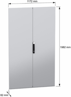 Double Plain Door for Enclosure H2000 W1200mm, Sheet Steel, IK10
