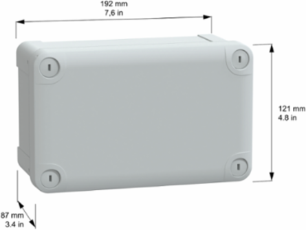 Industrial Wall-Mounted PC Enclosure, IP66, IK08, 192 x 121 x 87 mm