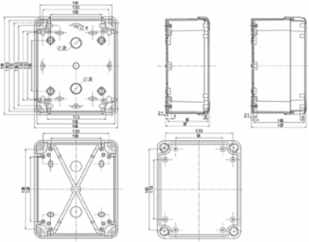Industrial PC Box 175x150x80mm, IP66, IK08, Polycarbonate, Gray RAL 7035
